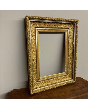 Antica cornice foglia oro e argento XIX sec . Mis 69 x 54 . Interna utile 47 x 33 , 50 