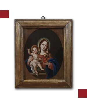 DIPINTO MADONNA CON BAMBINO META’ XVIII SECOLO