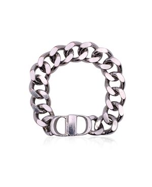 CHRISTIAN DIOR Bracciale in Pelle Col. Argento