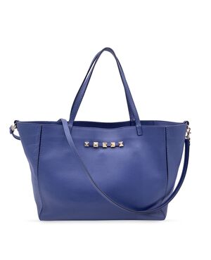 VALENTINO GARAVANI Borsa Shopper in Pelle Col. Blu Rockstud M