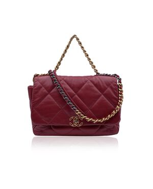 CHANEL Borsa a Tracolla in Pelle Col. Rosso Chanel 19 L