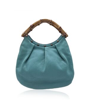 GUCCI Borsa Hobo in Pelle Col. Turchese Bamboo M