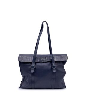 NAZARENO GABRIELLI Borsa a Tracolla Vintage in Pelle Col. Blu M