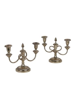 Coppia di Candelabri in Argento Pampaloni Franco Firenze Italia Metà '900