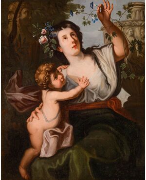 Flora come allegoria della Primavera, Guglielmo Cortese, detto il Borgognone (Saint Hippolite 1628 - Roma 1679)