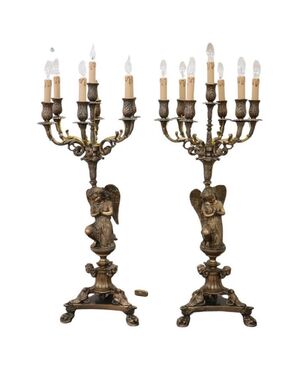 Coppia di candelabri in bronzo Secolo XIX PREZZO TRATTABILE