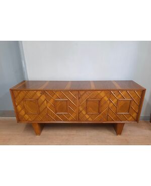 CREDENZA ART DECO ANNI '40 IN ROVERE BIONDO NELLO STILE DI GIO PONTI