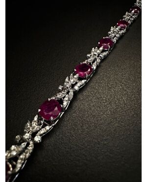 Bracciale  con Rubini  14 ct  e  Diamanti 