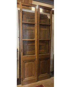 PTI748 - Porta a vetri in legno, misure cm L 98 x H 235  