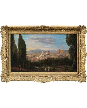 Pittore fiorentino (XVIII-XIX sec.) - Veduta di Firenze da Piazzale Michelangelo.