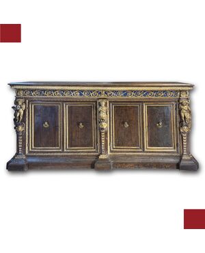 CREDENZA IN NOCE RINASCIMENTALE PRIMA META’ DEL XVI SECOLO