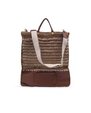 VALENTINO GARAVANI Borsa Shopper in Pelle Col. Marrone Rockstud M