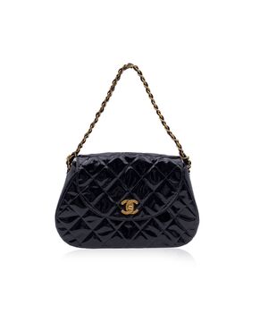 CHANEL Borsa a Tracolla Vintage in Pelle Lucida Col. Nero CC S