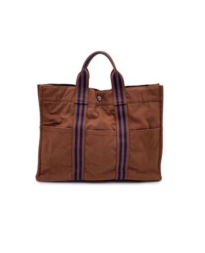 HERMES Borsa Shopper Vintage in Tela Col. Marrone Fourre-Tout M