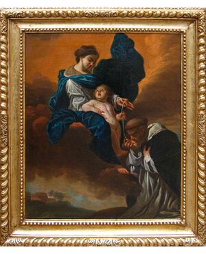 Cerchia di Domenico Piola (Genova, 1627 – Genova, 8 aprile 1703), Madonna con il Bambino e San Domenico