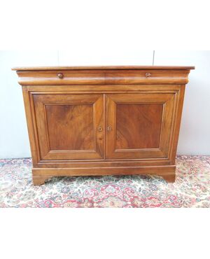 CREDENZA IN NOCE A DUE PORTE E TRECASSETTI RESTAURATA EPOCA 800 cm L150xP54xH103