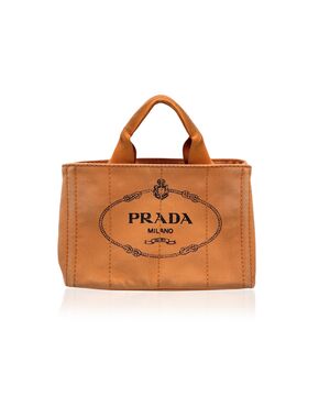 PRADA Borsa Shopper in Tela Col. Arancione Canapa M