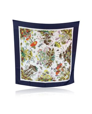 GUCCI Foulard Vintage in Seta Col. Blu Flora