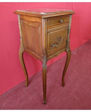 Art Nouveau bedside table with marble