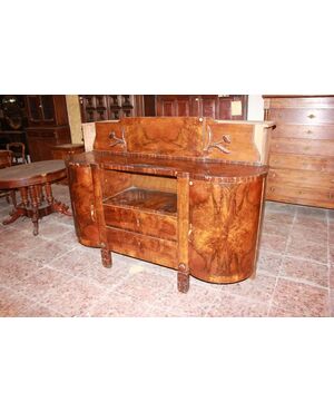 Credenza Francese stile Liberty in radica di Noce della prima metà del 1900