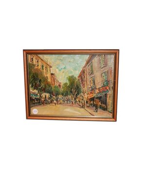 Olio su tela Italiano del 1900 Gaetano Sperati (1908-1975) - Paesaggio di Città