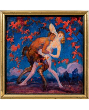 Pietro Bianco Bortoluzzi, detto Pieretto Bianco (Trieste 1875 - Bologna 1937) - Satiro e ninfa.