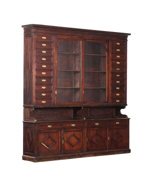 Grande credenza da negozio a Due Corpi liberty