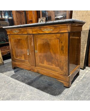 Antica splendida credenza -servante noce cappuccina CARLO X 1820 . con marmo . Mis 182 x 69 