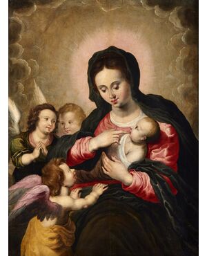 Madonna con Bambino e tre angeli, Hendrick van Balen (Anversa 1575 – 1632) bottega