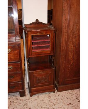 Piccolo cabinet vetrina inglese della seconda metà del 1800 stile Vittoriano in legno di mogano