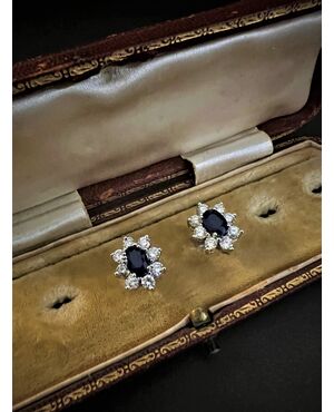 Earrings with Diamonds and Sapphires