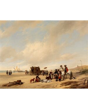 La spiaggia di Scheveningen, Hubertus van Hove (L’Aia, 1814 - Anversa, 1865)