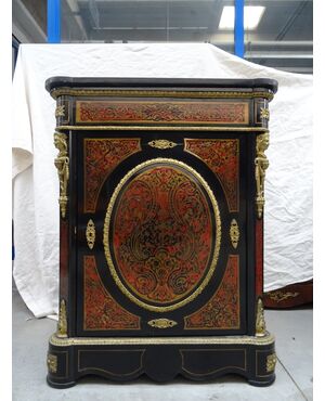 Credenza a 1 anta Boulle con bronzi Napoleone III 1880 francese