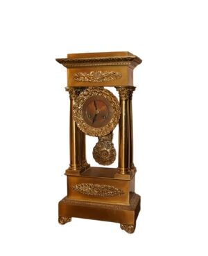 Orologio da tavolo Francese del 1800 Stile Impero in Bronzo Dorato al mercurio