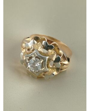 ANELLO CON DIAMANTE CENTRALE, ORO 18 KT