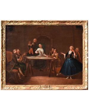 Cerchia di Pietro Longhi (Venezia, 1701 – 1785) Scena di concerto dipinto