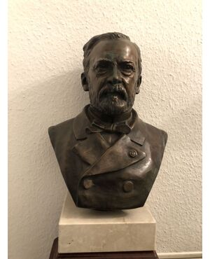 Busto di bronzo di "Louis Pasteur" dell '800