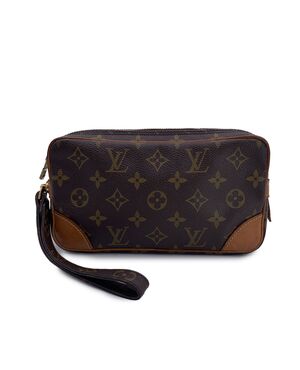 LOUIS VUITTON Pochette Vintage in Tela Col. Marrone Marly Dragonne S