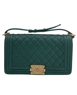 CHANEL Borsa a Tracolla in Pelle Col. Verde Boy M