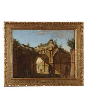 Dipinto Capriccio architettonico con Figure