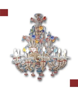 LAMPADARIO IN VETRO DI MURANO MULTICOLORE FINE XIX SECOLO