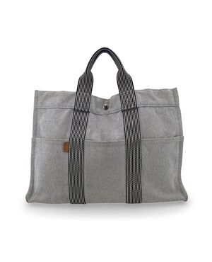 HERMES Borsa Shopper Vintage in Cotone Col. Grigio Fourre-Tout M