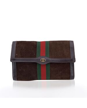 GUCCI Pochette Vintage in Camoscio Col. Marrone Ophidia S