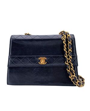 CHANEL Borsa a Tracolla Vintage in Pelle Col. Nero Trapezio S