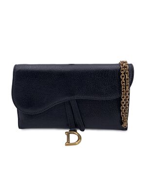 DIOR Portafoglio in Pelle Col. Nero Saddle Wallet On Chain S