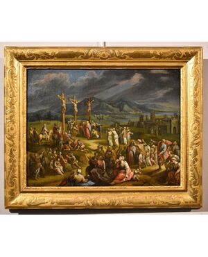 Paesaggio fantastico con la Crocifissione di Cristo, Scipione Compagno (Napoli 1624 - 1680)