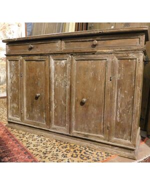 ARM234 - Credenza rustica in rovere, epoca '800, misure cm L 146 x P 47 x H 101