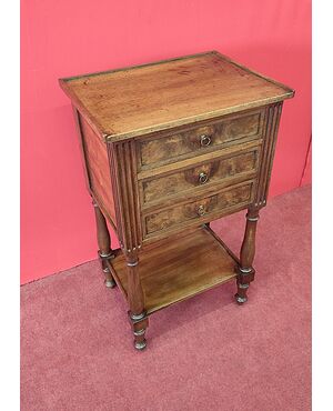 Louis XVI three-drawer bedside table