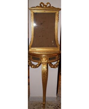 Antica consolle francese del 1800 in legno dorato foglia oro stile Transizione