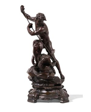 Scultura di Nettuno in Bronzo, Fonditore del XX Secolo, 25x25x52 cm
